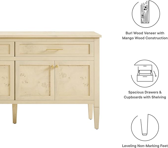 Modway Elysian Living Room Furniture, Bleached Burl