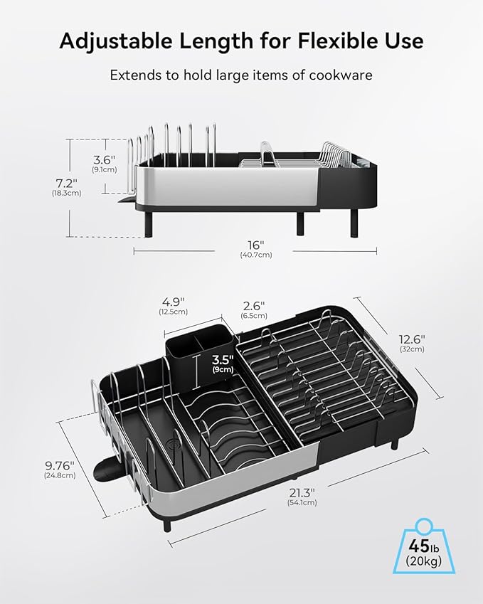 SUNLY Expandable Dish Drying Rack, Versatile Brackets