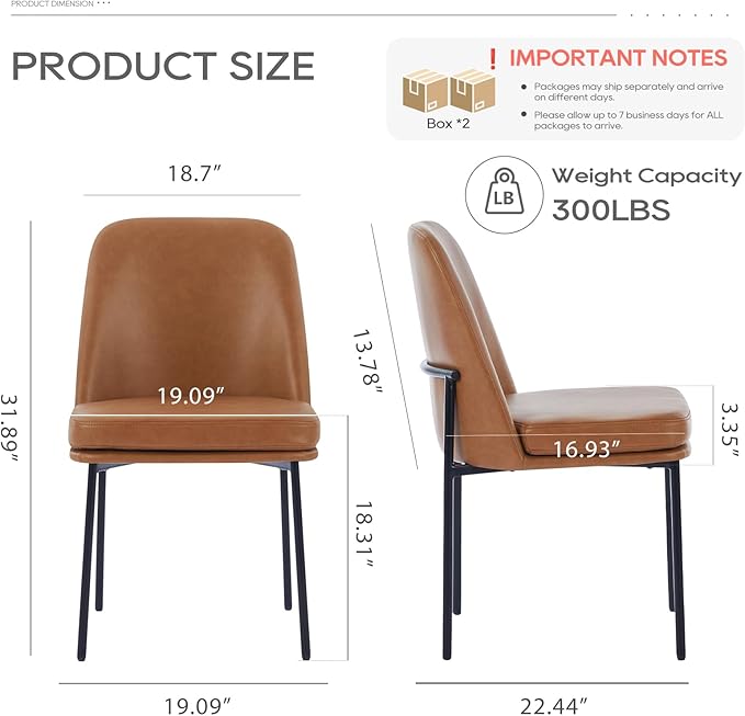 COLAMY Dining Chairs Set of 4, Modern Dining Chair, Leather Upholstered Dinin...