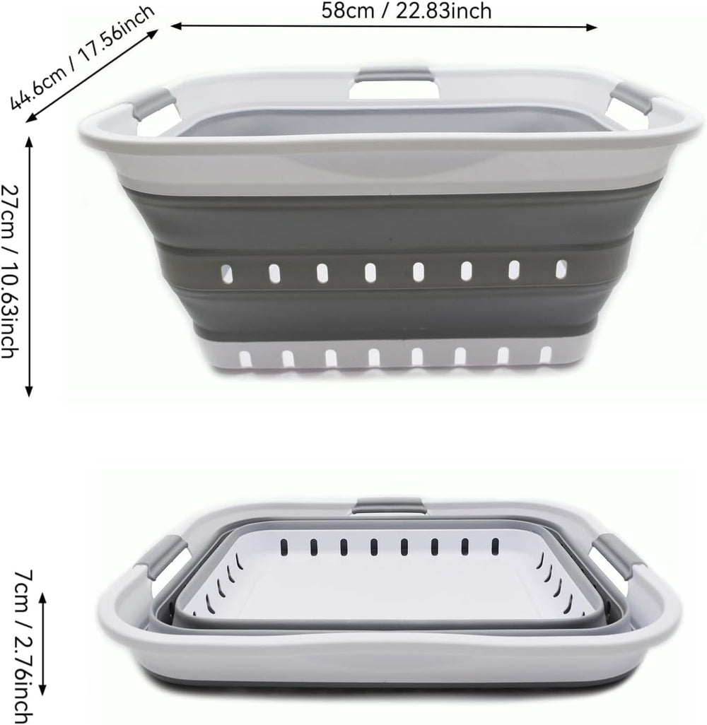 SAMMART 42L (11 gallon) Collapsible Plastic Laundry Basket - Foldable Pop Up ...