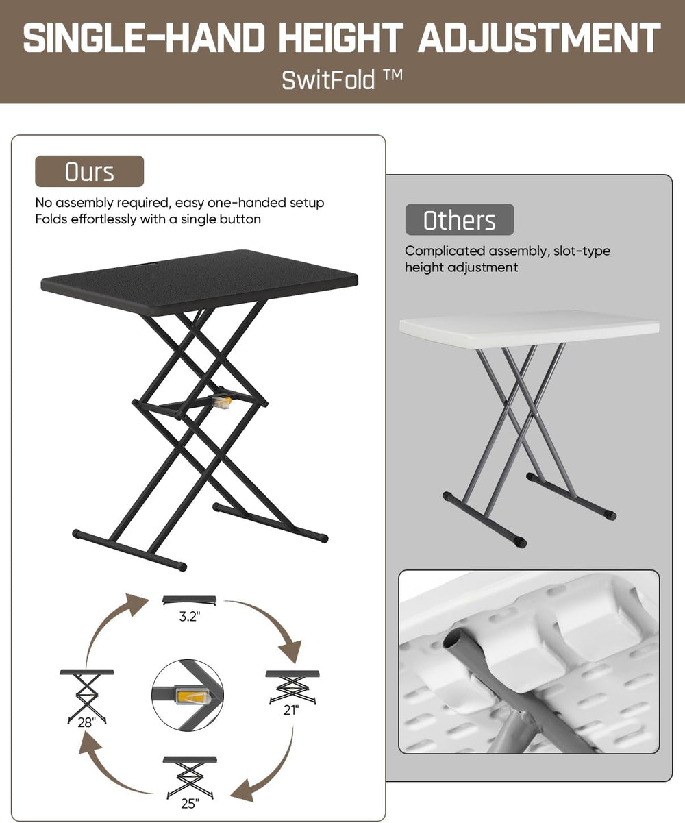 FanttikOutdoor Folding Table 2-Second One-Hand Height Adjustment, 3 Settings,...