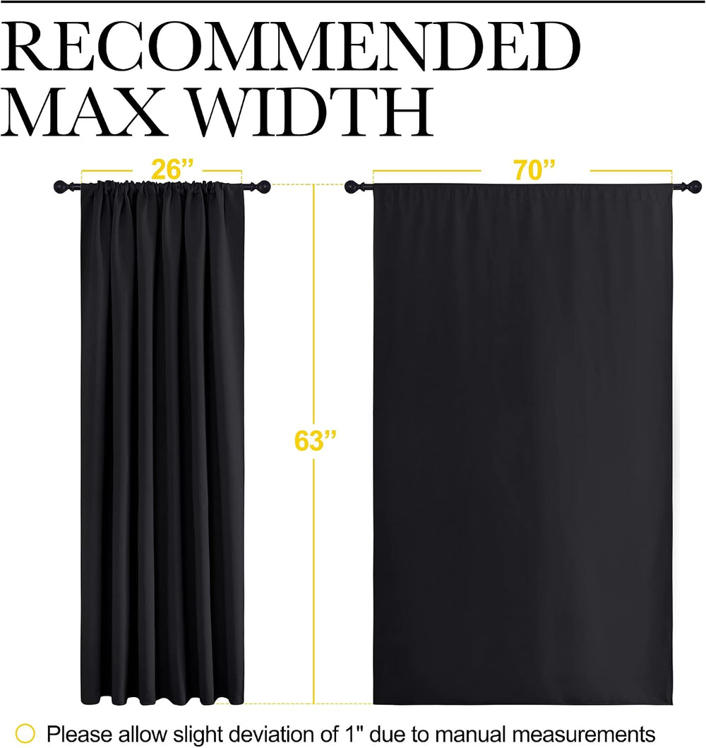 NICETOWN Black Blackout Curtains for Bedroom 70" Wide x 63" Long 2 ...