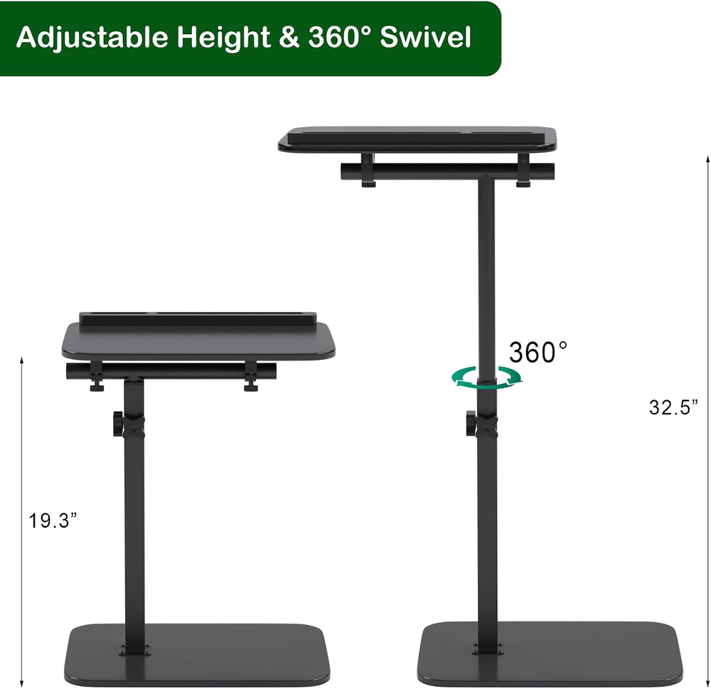 Adjustable End Table for Couch, 360° Swivel C Shaped Side Table with Height A...