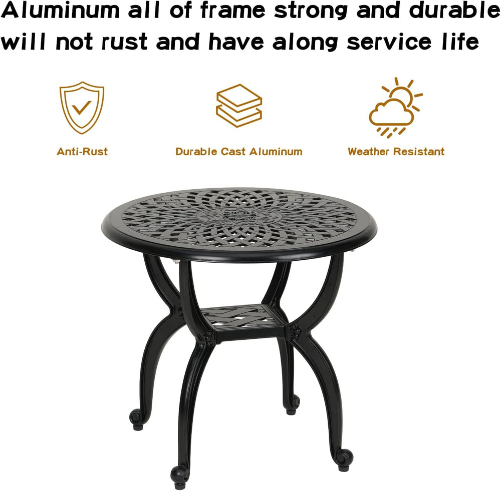 YKSY&YKSY Jardin DE Centennial Cast Aluminum Side/End Table, Anti-Rust Co...