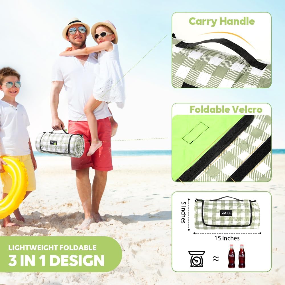 ZAZE Extra Large Picnic Outdoor Blanket, 80''x80'' Waterproof...
