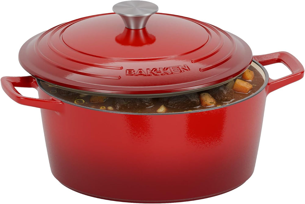 Bakken Enameled Cast Iron Dutch Oven Pot, 6QT Dutch Oven