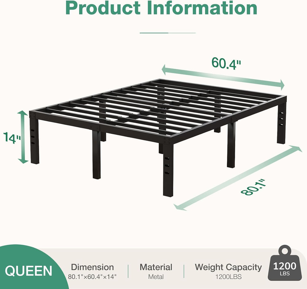 Novilla Queen Bed Frame, 14 Inch Metal Platform Bed Frame Queen Size with Sto...