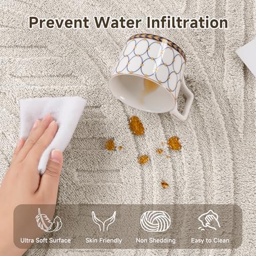 Pauwer Area Rugs for Living Room 5x7, Non Slip Washable Modern Rug, Beige