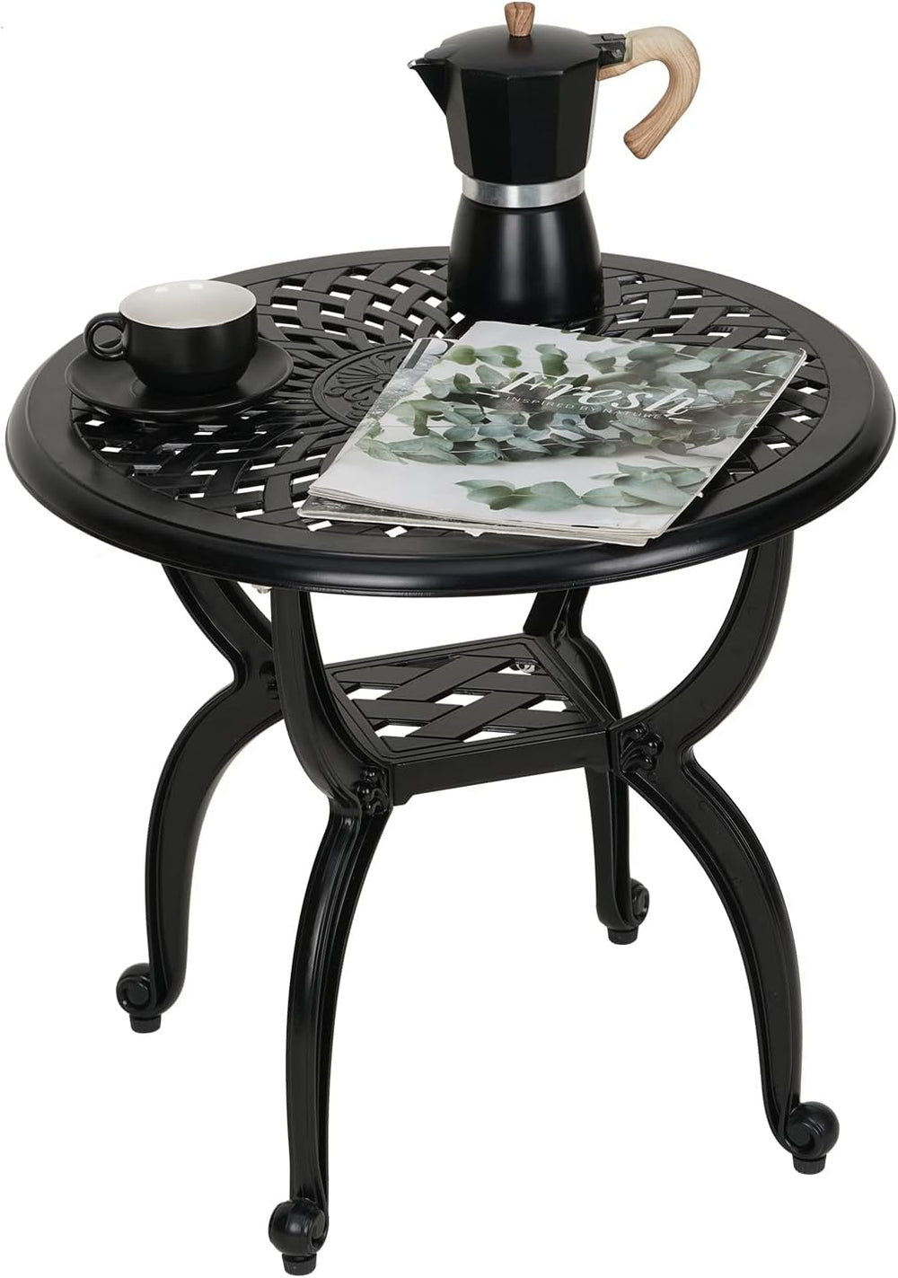 YKSY&YKSY Jardin DE Centennial Cast Aluminum Side/End Table, Anti-Rust Co...
