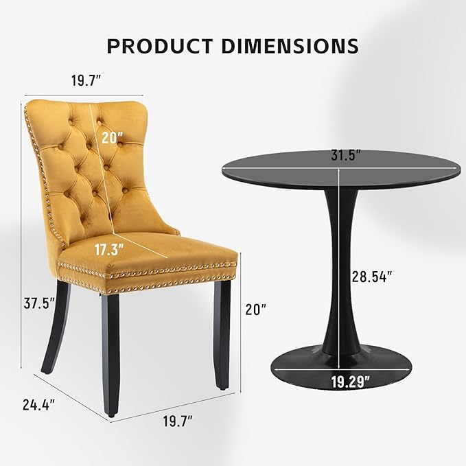 SoarFlash Kitchen Table and Chairs for 2, 31.5" Dining Table Set for 2 w...