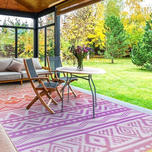Lahome Outdoor Rug Waterproof, 5x8ft Outdoor Plastic Straw Rug for Camping