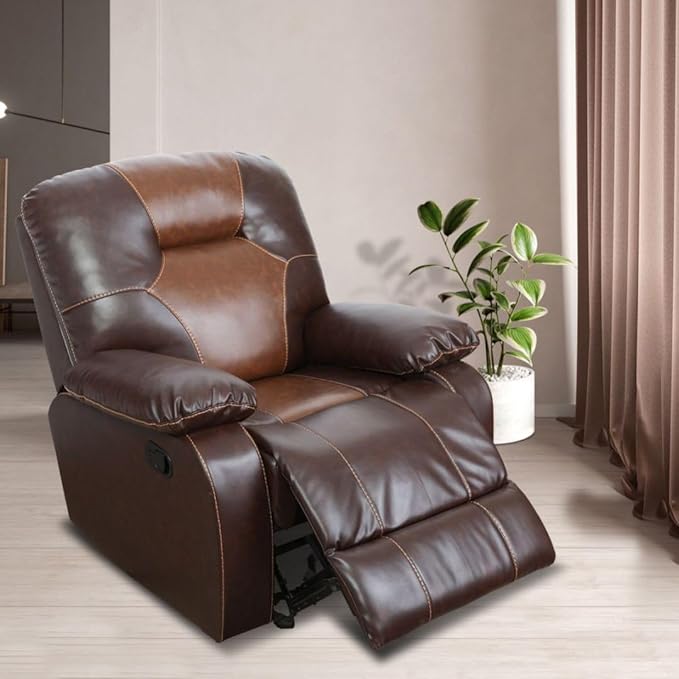 Manual Breathing Leather Reclining Sofa, Leather Recliner Couch, Comfortable ...