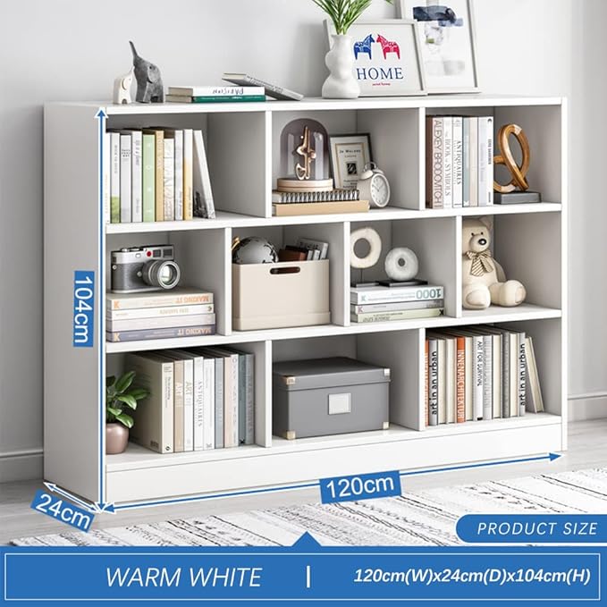 IOTXY Open Shelf Low Bookcase - Wooden 3-Tier Floor Standing Display Cabinet ...