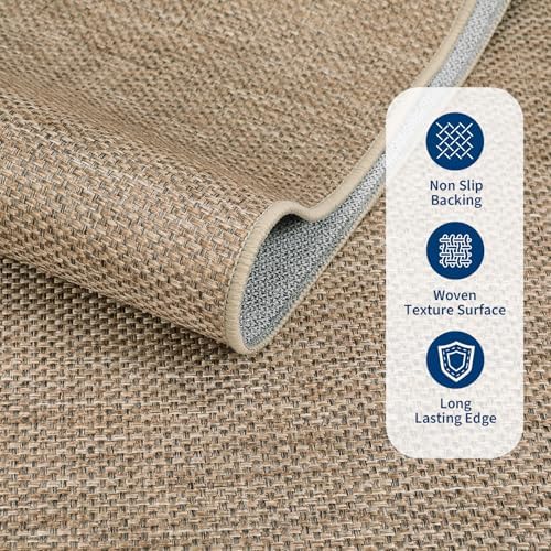 GarveeHome 5x7 Washable Area Rug for Bedroom Non Slip Easy Jute Rugs