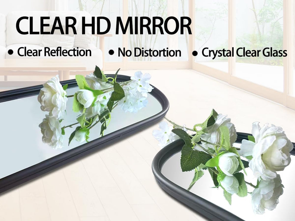 Black Full Length Oval Mirror, 2-Pack Narrow Capsule Long Mirrors with Metal ...