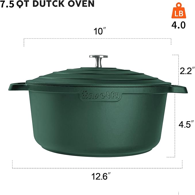 Large Dutch Oven Pot with Lid-7.5QT Cast Aluminum Oven Pot with Two Handles