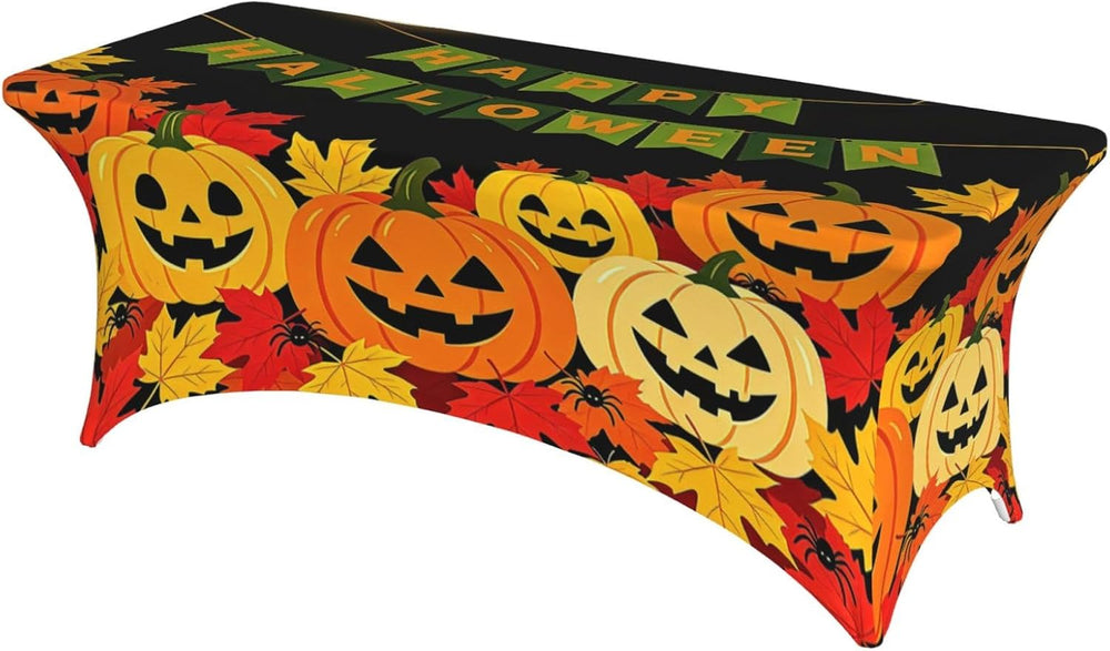 Halloween Table Cloth Pumpkin Skull Spandex Tablecloth 6FT for Rectangular