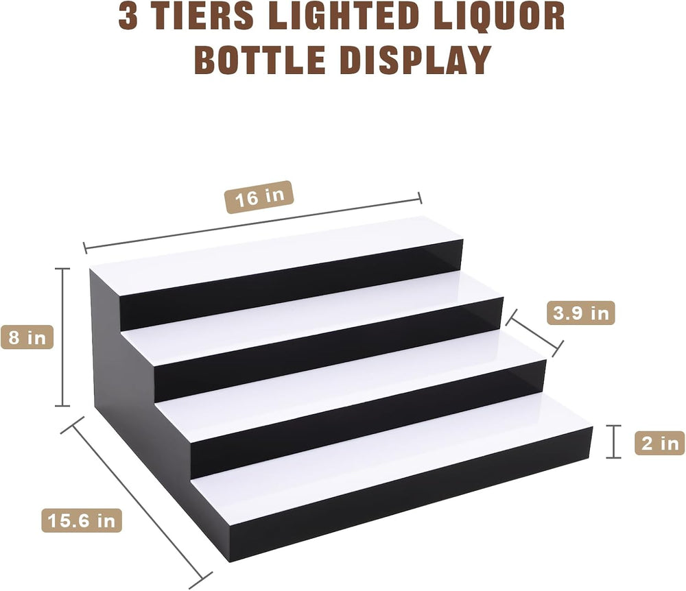 Dollate 4-Tier 16 Inch LED Liquor Bottle Display Shelf, Tabletop Wine Rack, 1...