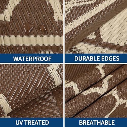 Waterproof 8'x 10' Outdoor Rug for Patio,Reversible Outdoor Plastic S...