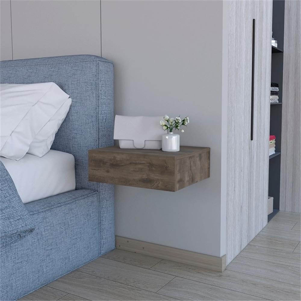 Vienna 1-Drawer Manufactured Wood Floating Nightstand, Dark Brown