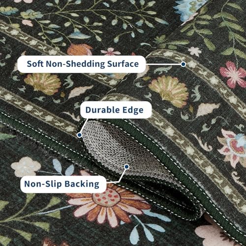 Garvee Area Rug 10x13 Washable Rugs for Living Room Floral Peacock Printed