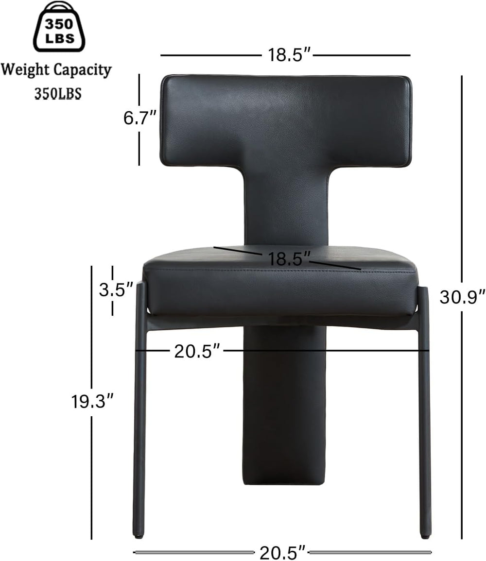 GrandNoor Black Dining Chairs Set of 2,Faux Leather Dining Chairs with Soft C...