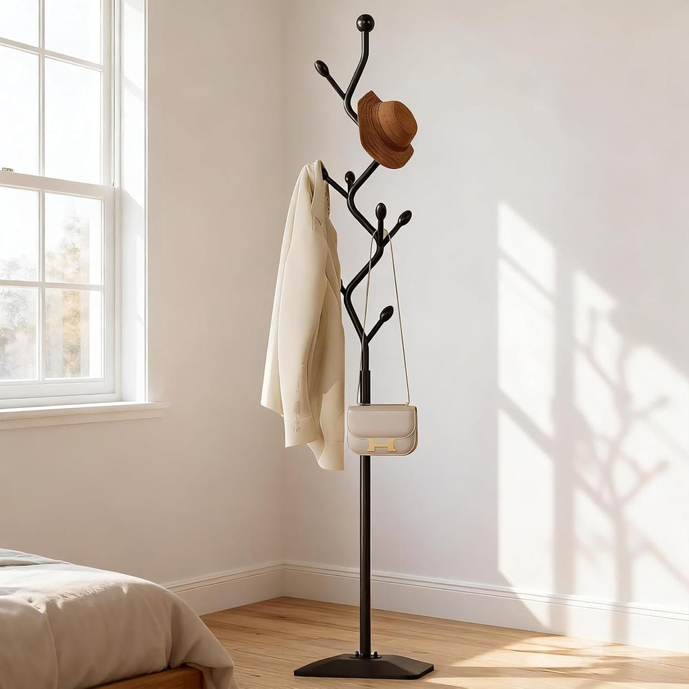 Tree-shaped coat rack stand,Metal coat tree with 8 Hooks and sturdy cast iron...