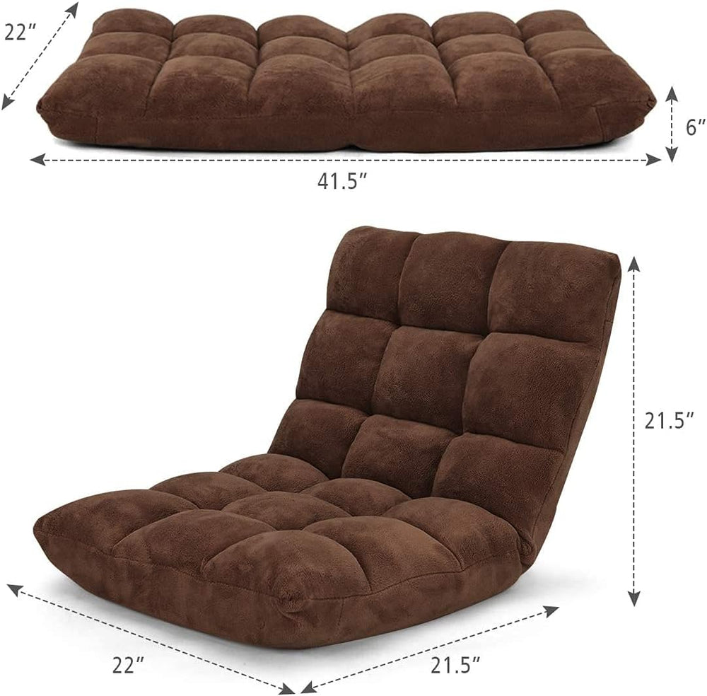 S AFSTAR Cushioned Floor Chair, 14-Position Adjustable Padded Lazy Recliner w...