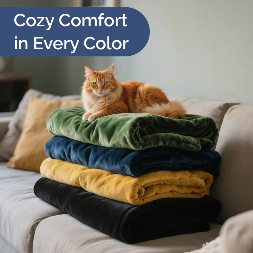 Fleece Blanket Queen Size - Ultra-Soft Warm Flannel Fleece Blanket - Cream