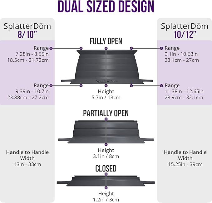 L.I.Q Silicone Splatter Guard – Fits 8 and 10 Inch Pots – Microwave Safe and