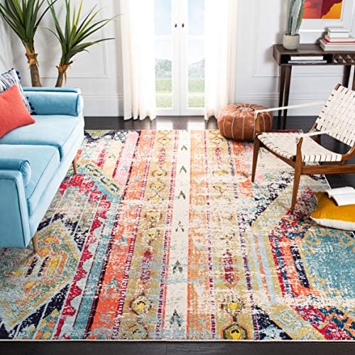 SAFAVIEH Madison Collection Area Rug - 10' x 14', Blue & Orange, ...