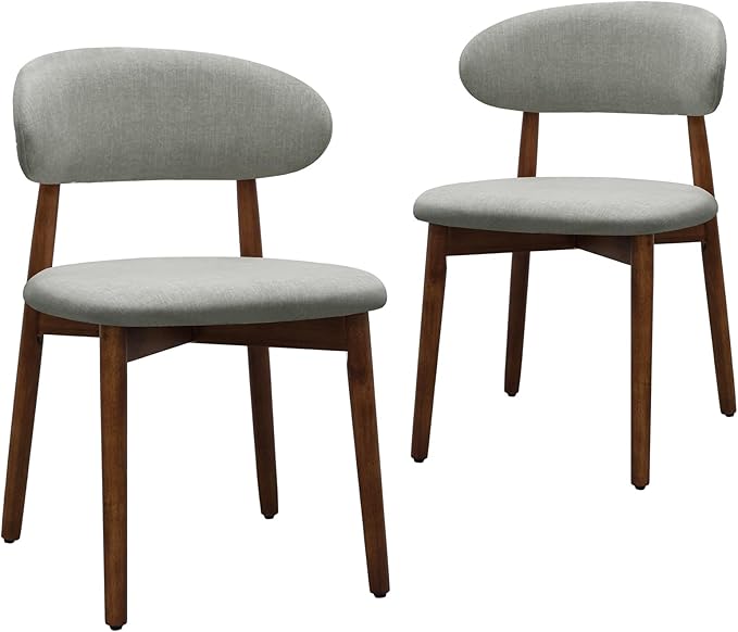 Farmhouse Dining Chairs Set of 2, Mid Century Modern Fabric Upholstered Kitch...