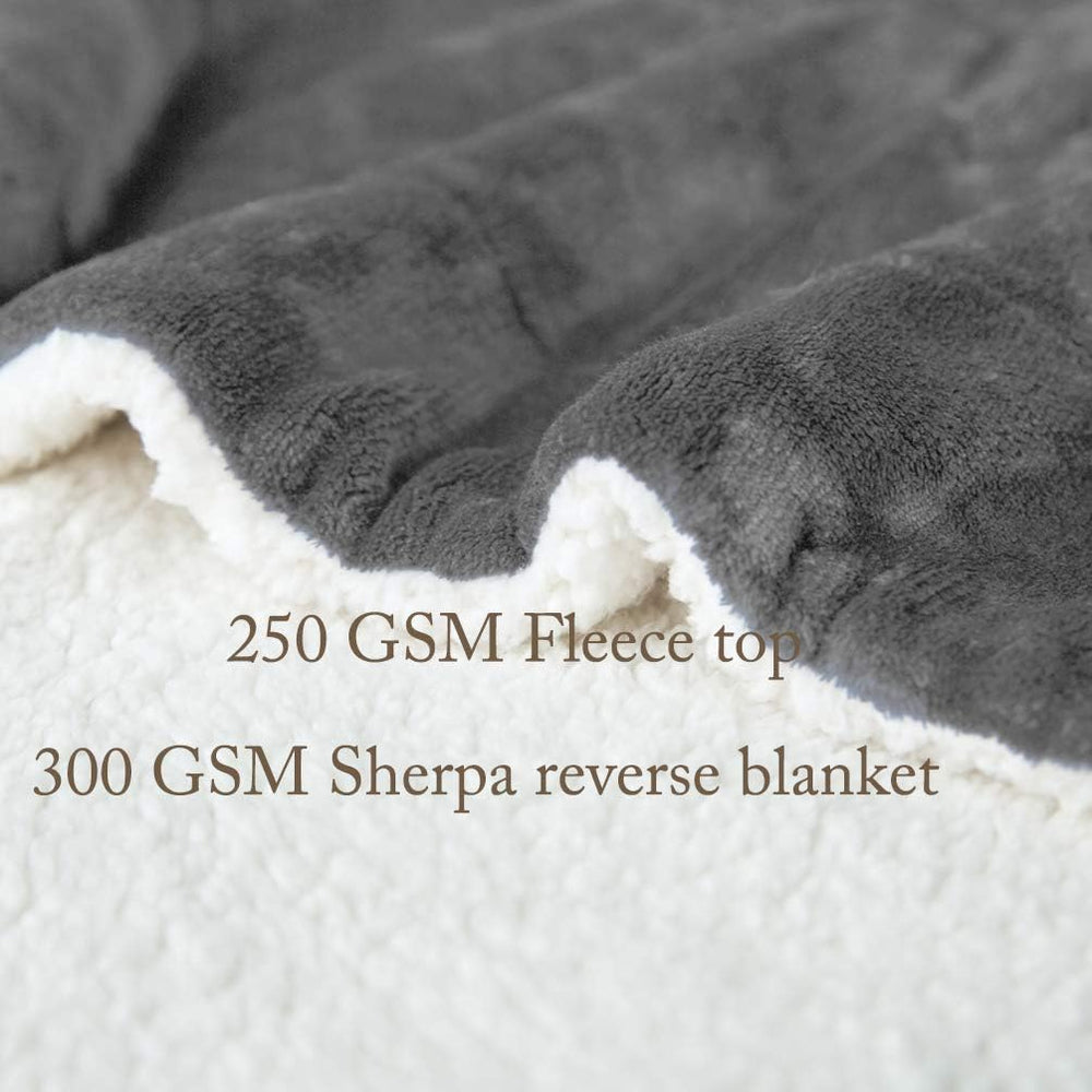 LBRO2M Sherpa Fleece Bed Blanket Super Soft Plush Warm Throw King 90"X10...