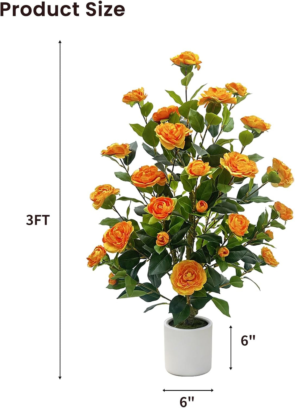 2 Pack Artificial Camellia Tree, 3FT Faux Flowering Camellia Plant Indoor Out...