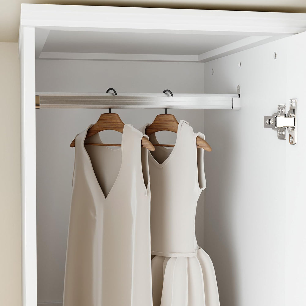 FUFU&GAGA Narrow Wardrobe Closet with 2 Doors, Modern White Bedroom Armoire