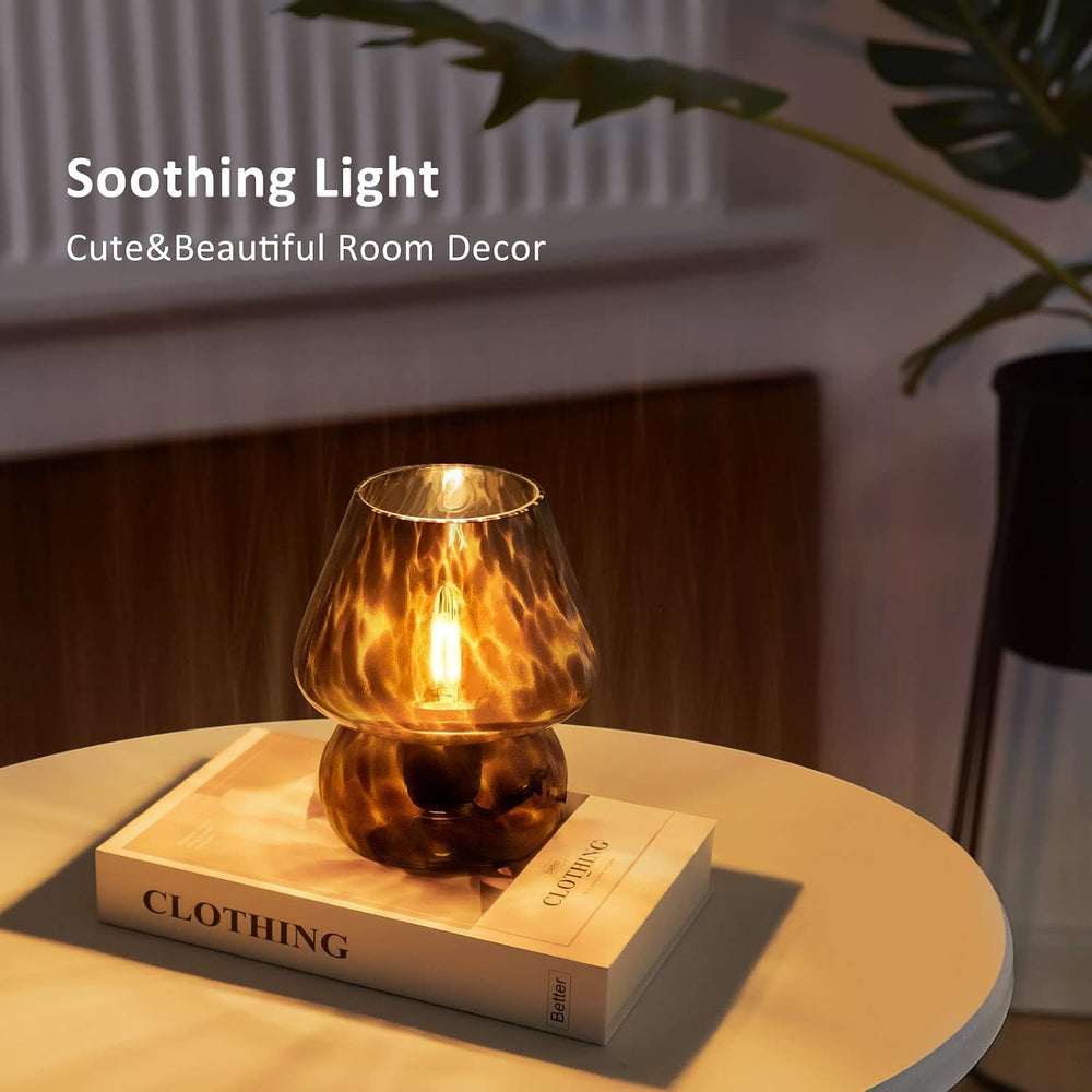 ONEWISH Mushroom Lamp Small Vintage Table Lamp for Bedroom Nightstand, Bedsid...