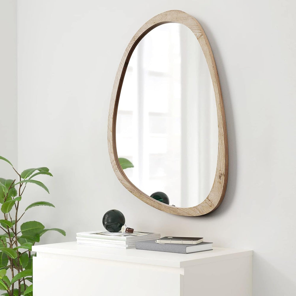 Wood Asymmetrical Mirror for Decor,20X30" Irregular Organic Wall Mirrors