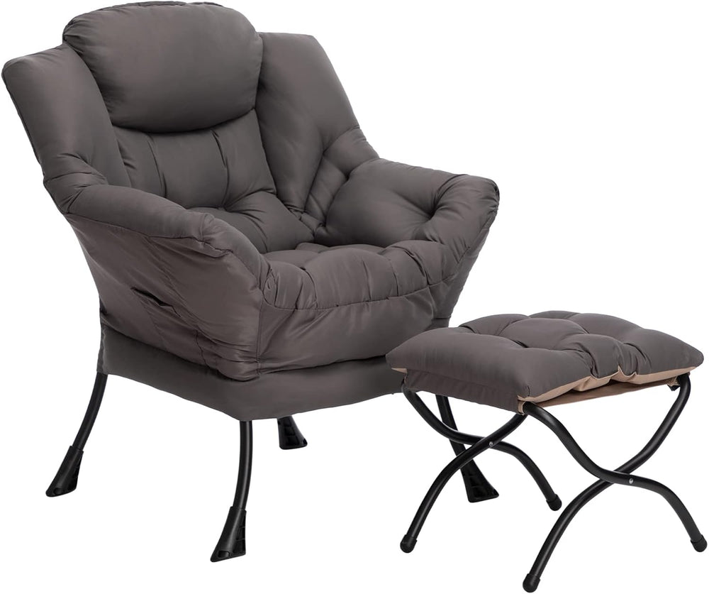HollyHOME Lazy Chair with Foldable Ottoman, Accent Comfy Lounge Armchair and ...