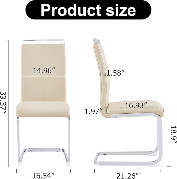 AZmac Modern Leather Dining Chairs Set of 4,Armless Kitchen Chairs,Dining Roo...