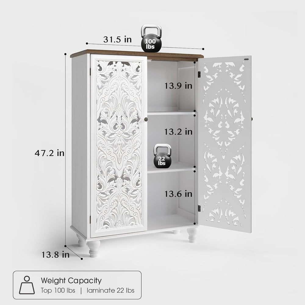 JOINICE 47" Tall Accent Cabinet with Doors & Storage for Living Room...