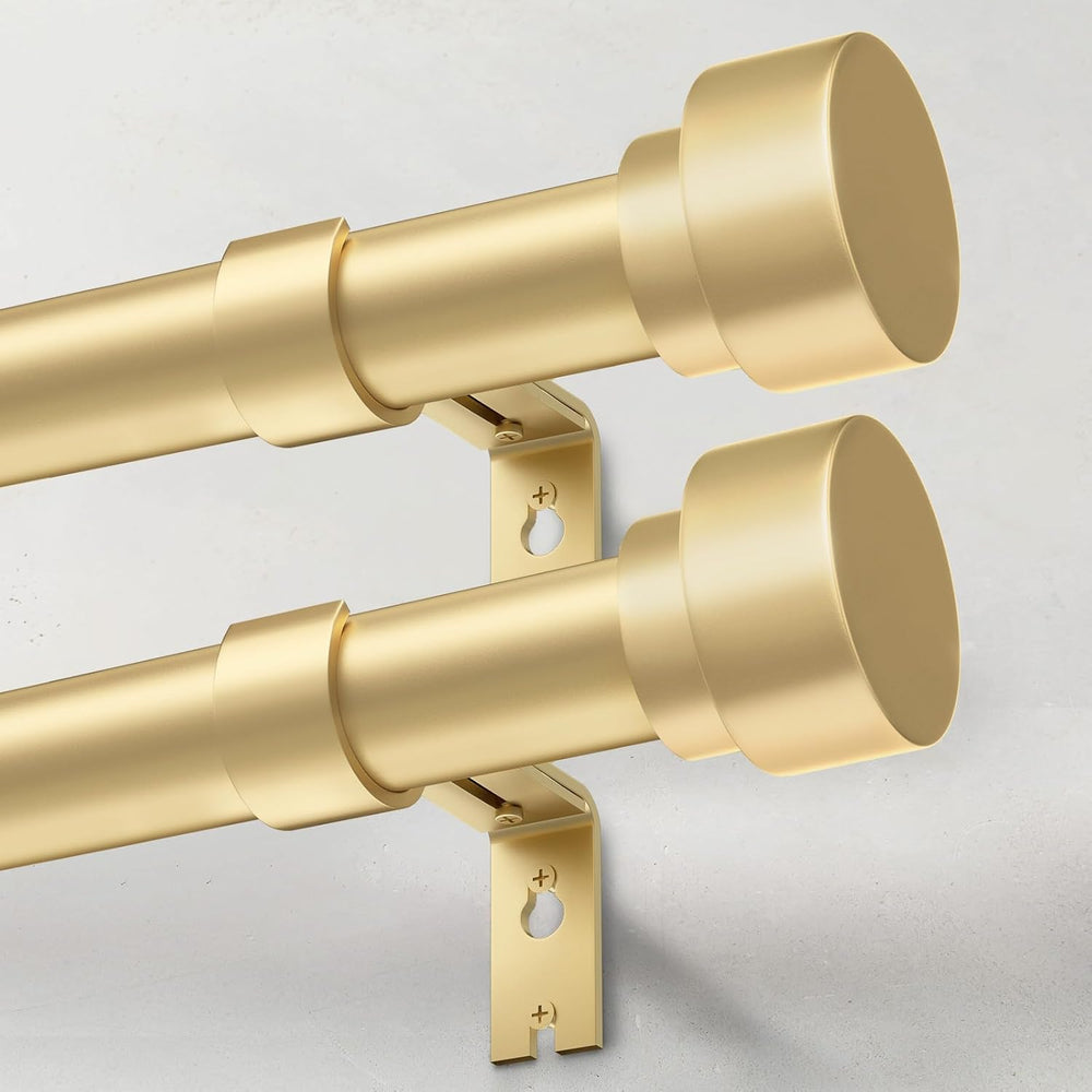 2 Pack Heavy Duty Curtain Rods for Windows 28 to 48 Inch, 1 Inch Gold Adjusta...