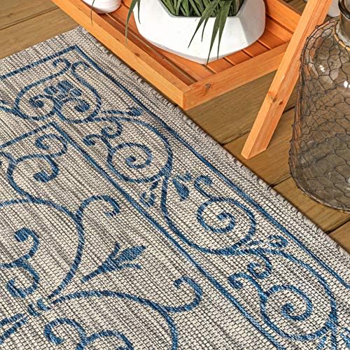 JONATHAN Y Vintage Filigree Indoor Outdoor Area Rug 4X6 Gray/Navy, Charleston...