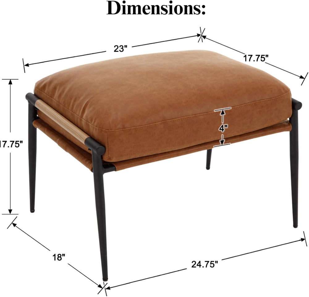 Ya-Home Mid-Century Ottoman, Soft PU Leather Entryway Bench Ottoman Foot Rest...