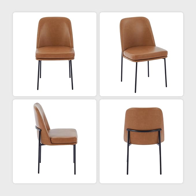 COLAMY Dining Chairs Set of 4, Modern Dining Chair, Leather Upholstered Dinin...