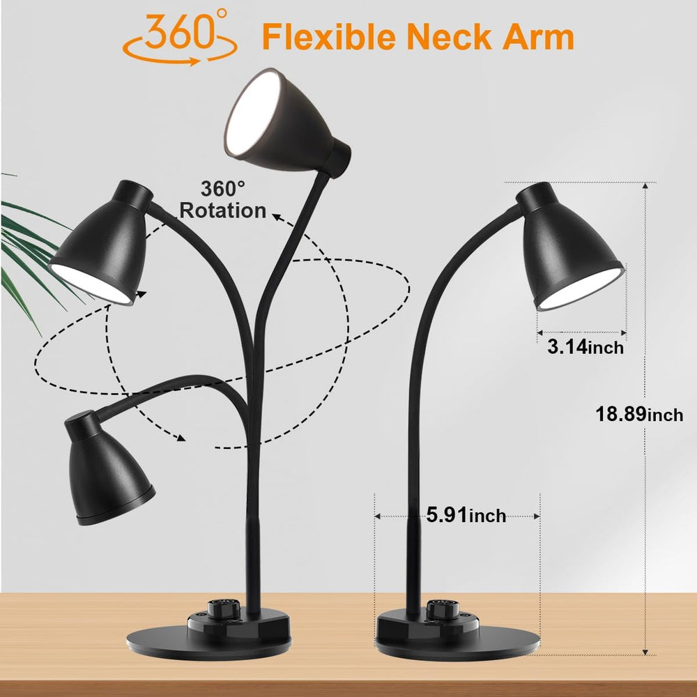 BOHON LED Desk Lamp with USB Charging Port 3 Color Modes Dimmable, Black