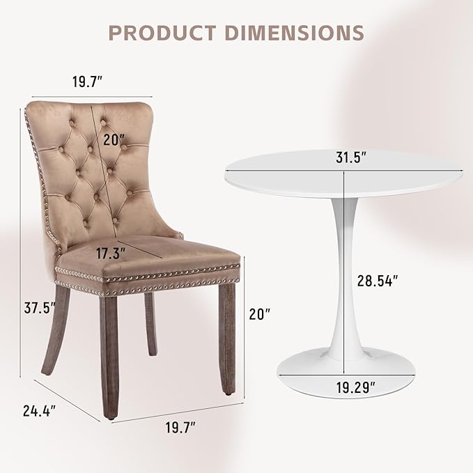 SoarFlash Kitchen Table and Chairs for 2, 31.5" Dining Table Set for 2 w...