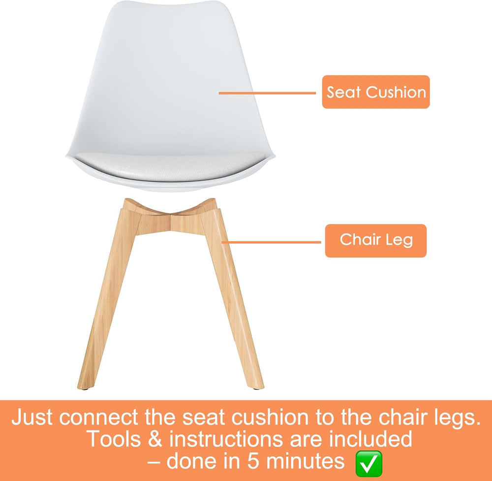 LSSBOUGHT Mid Century Modern Dining Chairs,Shell Lounge Plastic Side Chair wi...