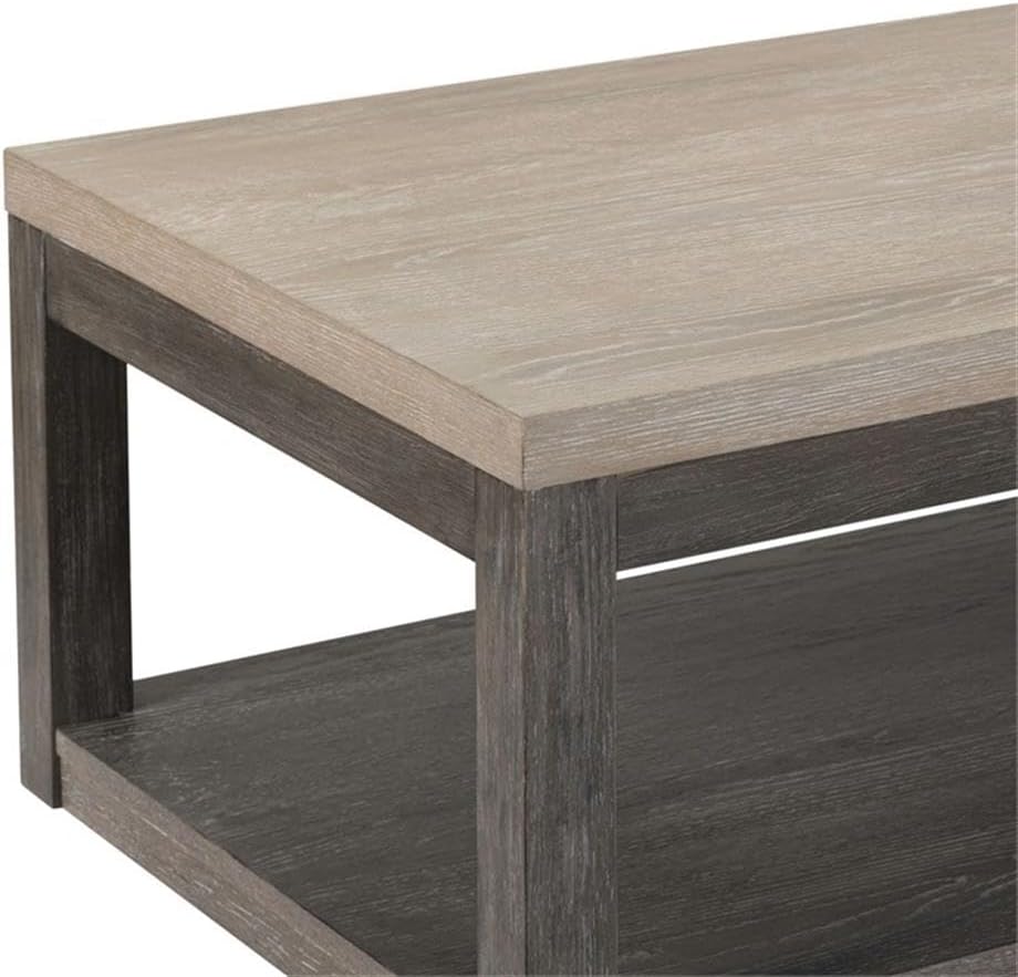 Pemberly Row 3-Piece Living Room Table Set, Rubberwood Construction, Charcoal...