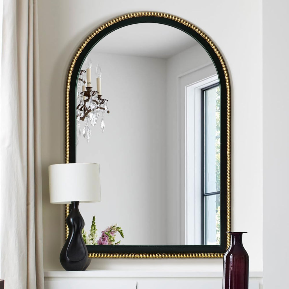 WAMIRRO Ornate Gold Mirror,Arched Black Morden Luxury Living Room Decorative ...