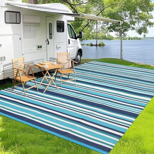 GAOMON 8x10 Large Outdoor Rug Waterproof for Patio Plastic Straw Rug Geometri...